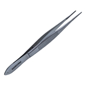 Bonaccolto Utility Forceps, Serrated Handle With Polished Finish, Straight Shafts, 16mm Long And 1.2mm Wide Platform, Lengthwise Serrated Jaws With Cross Serrated Tips, And Overall Length Of 4 1/4" (110mm) 